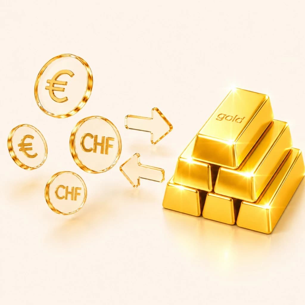 illustrazione cambio valuta e lingotti d’oro